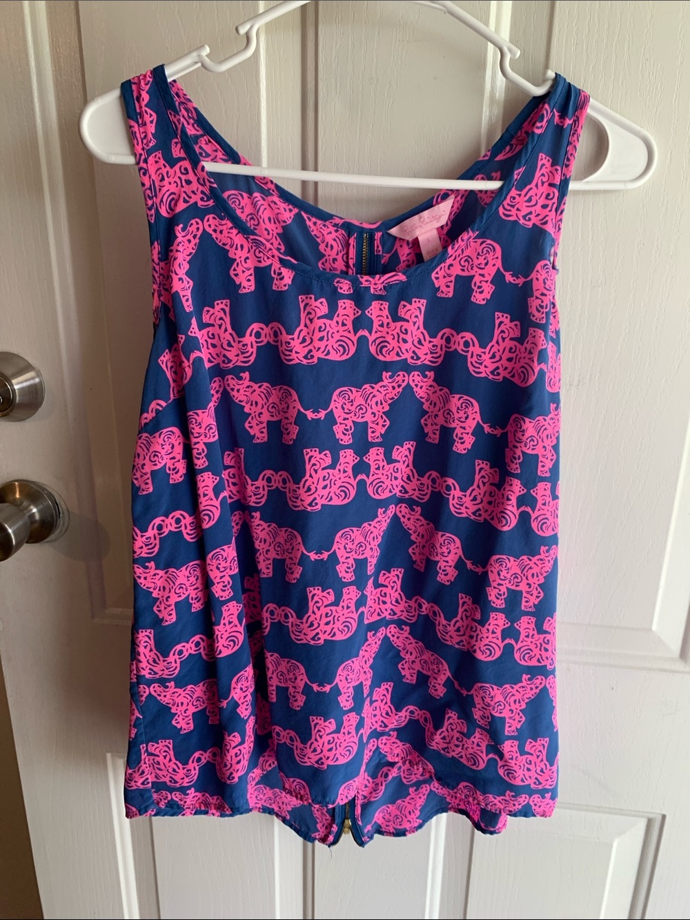 Lilly Pulitzer Navy and Hot Pink Elephant-Print Tank Romper